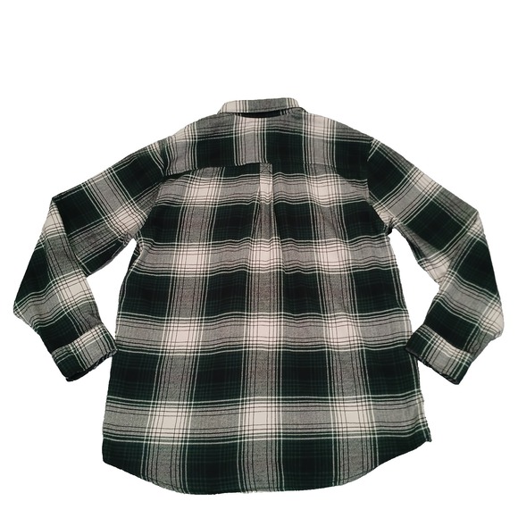 PacSun Shirt Mens Green Beige Check 100% Cotton Twill Flannel Button Up Pocket L - Picture 2 of 10